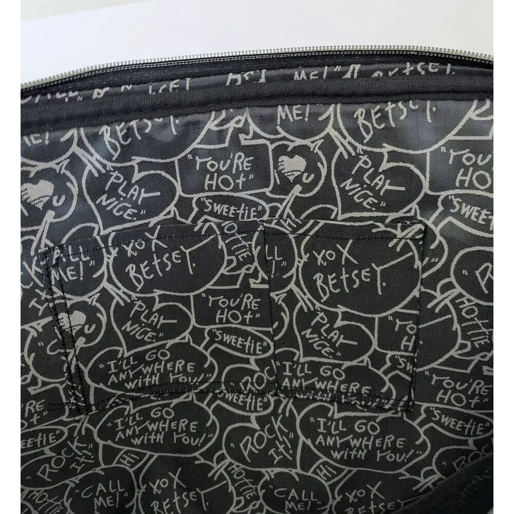 Betsey Johnson Metallic Silver Snakeskin Python Print Laptop Bag Purse